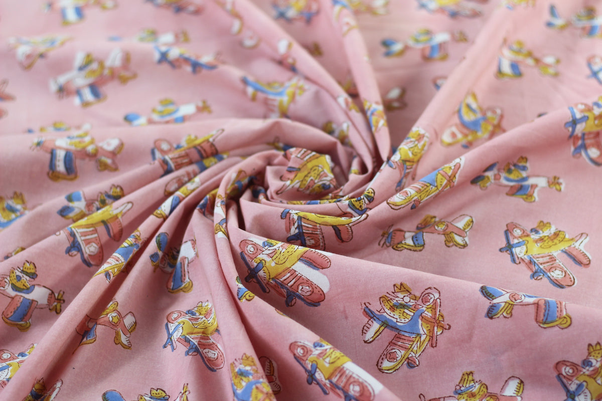 Fabric - Planes in Pink