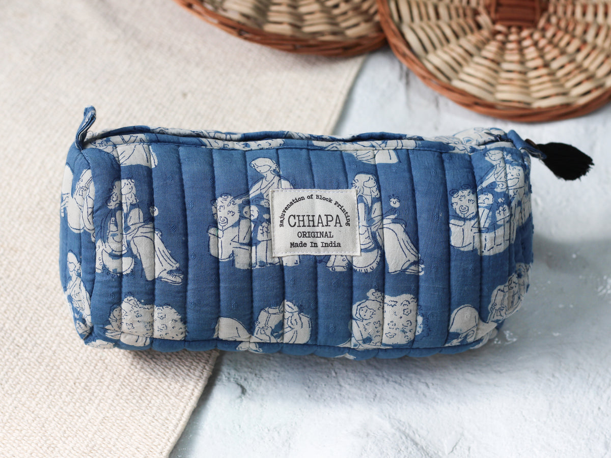 INDIGO SAREE GIRL POUCH