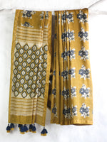 Gulaab Butta in Natural Yellow- Chanderi Saree