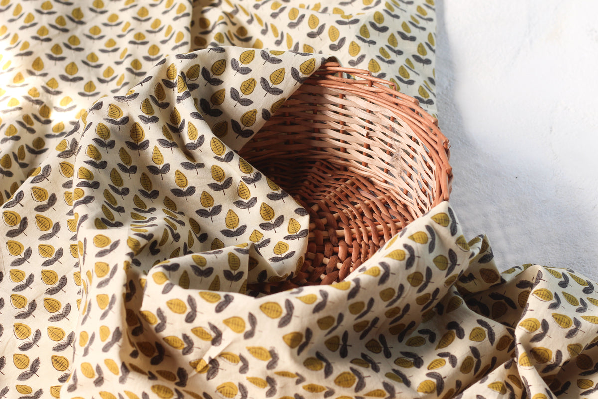 Fabric -Khakhi Flower Butti