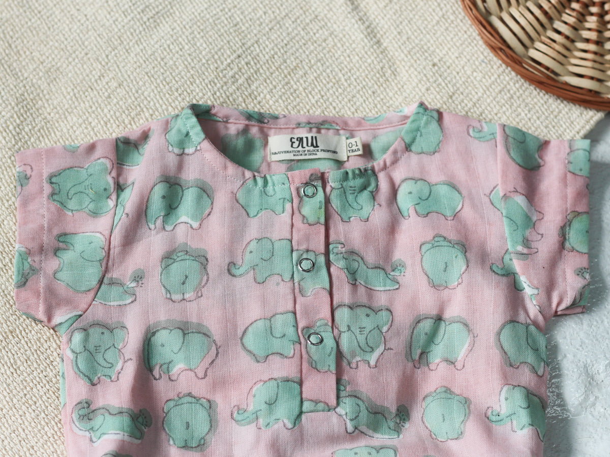 BABY ELEPHANT MUSLIN ROMPER