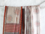 Ivory Maroon Elephant-Chanderi Saree