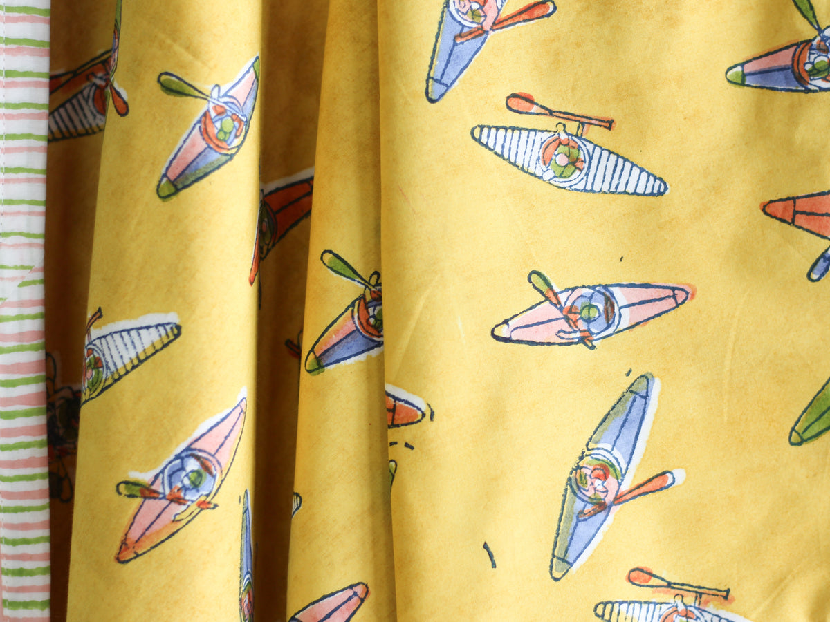 Kids Quilts - Yellow kayaking Doodles