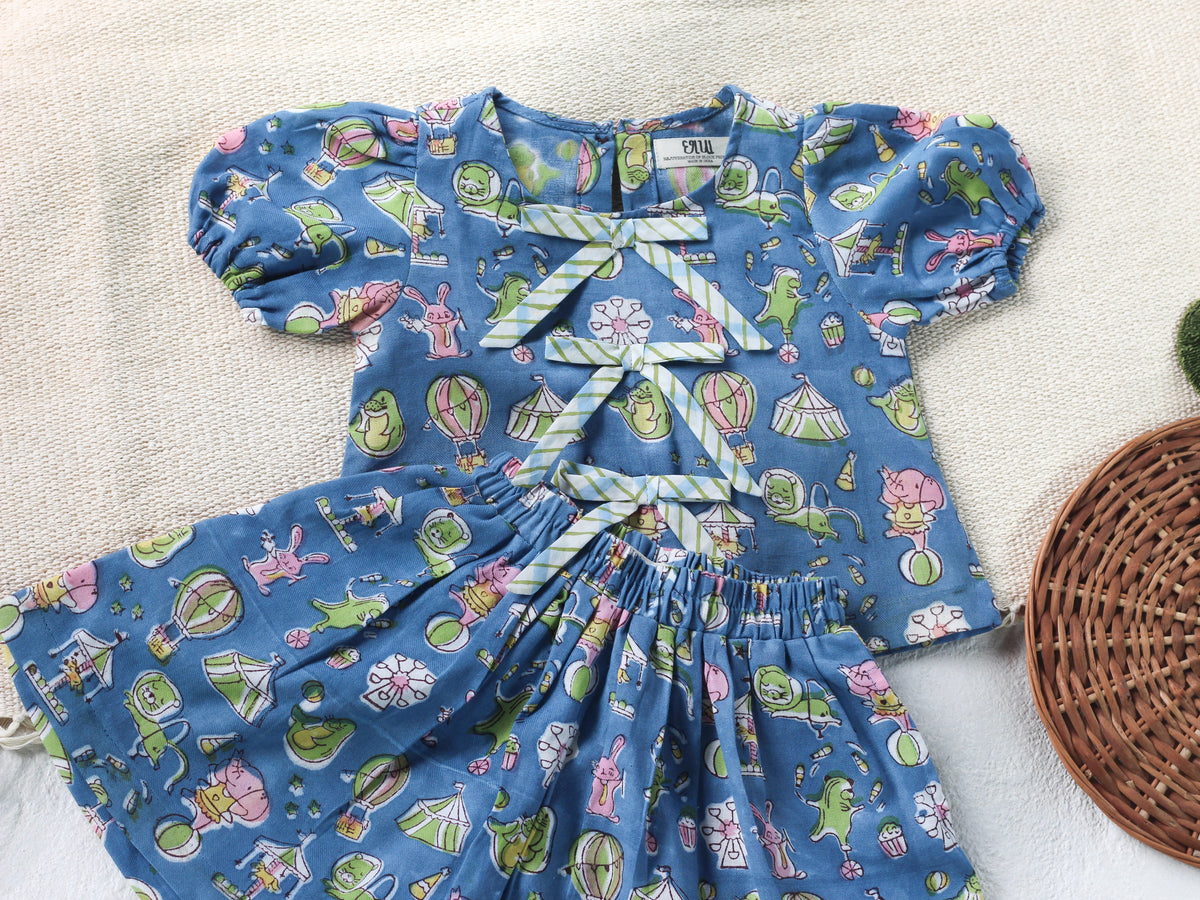 Blue Circus Top & Skort Set