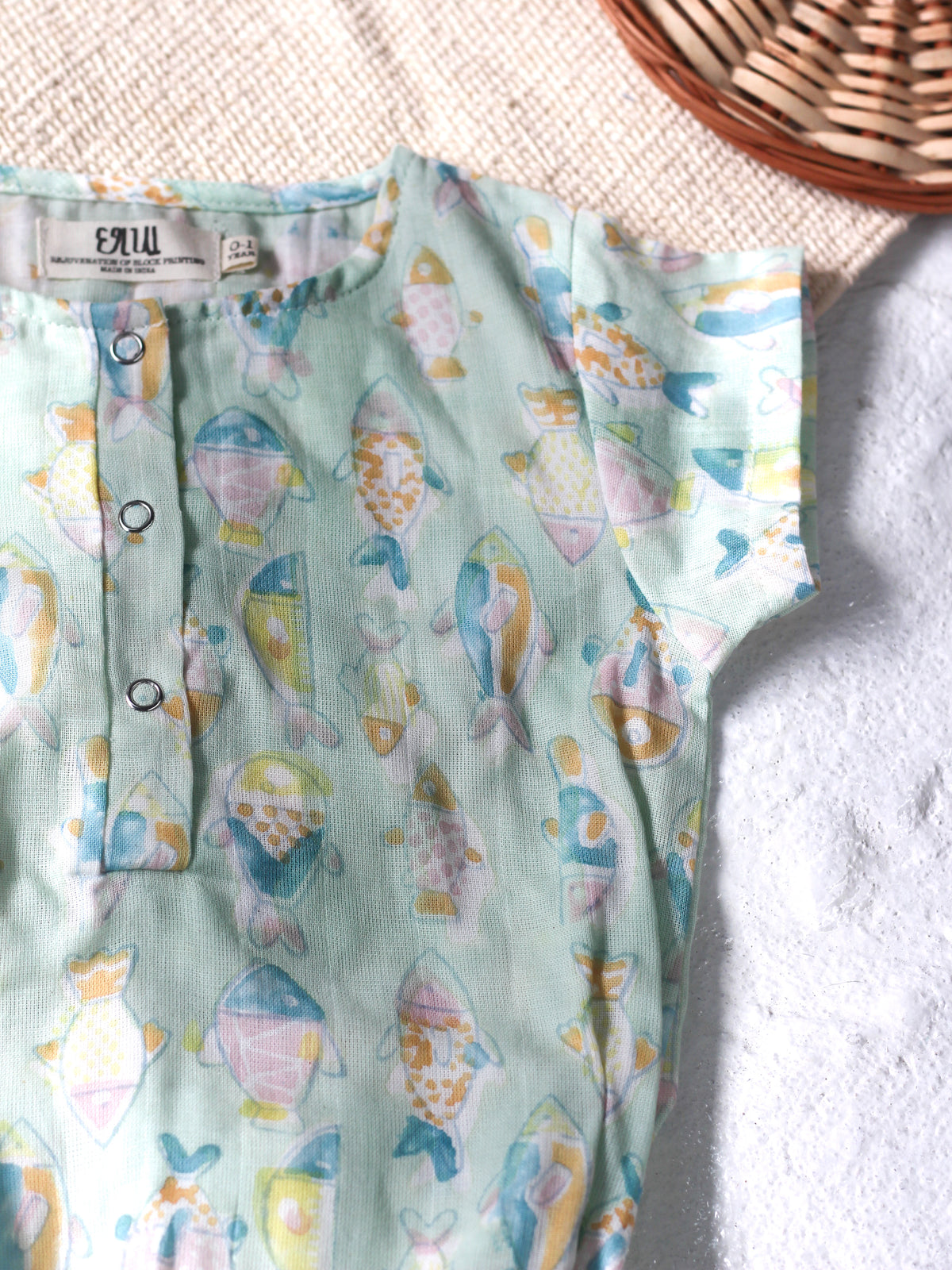 BABY FISH MUSLIN ROMPER