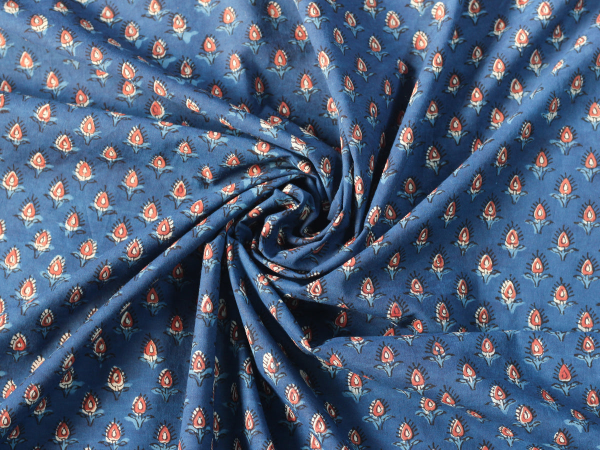 Fabric -Indigo Flower butti