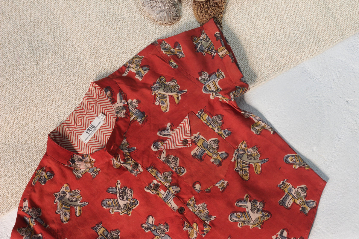 Bagru Maroon Plane Shirt