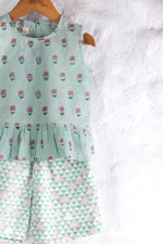 MINT FLOWER TOP & SHORTS SET