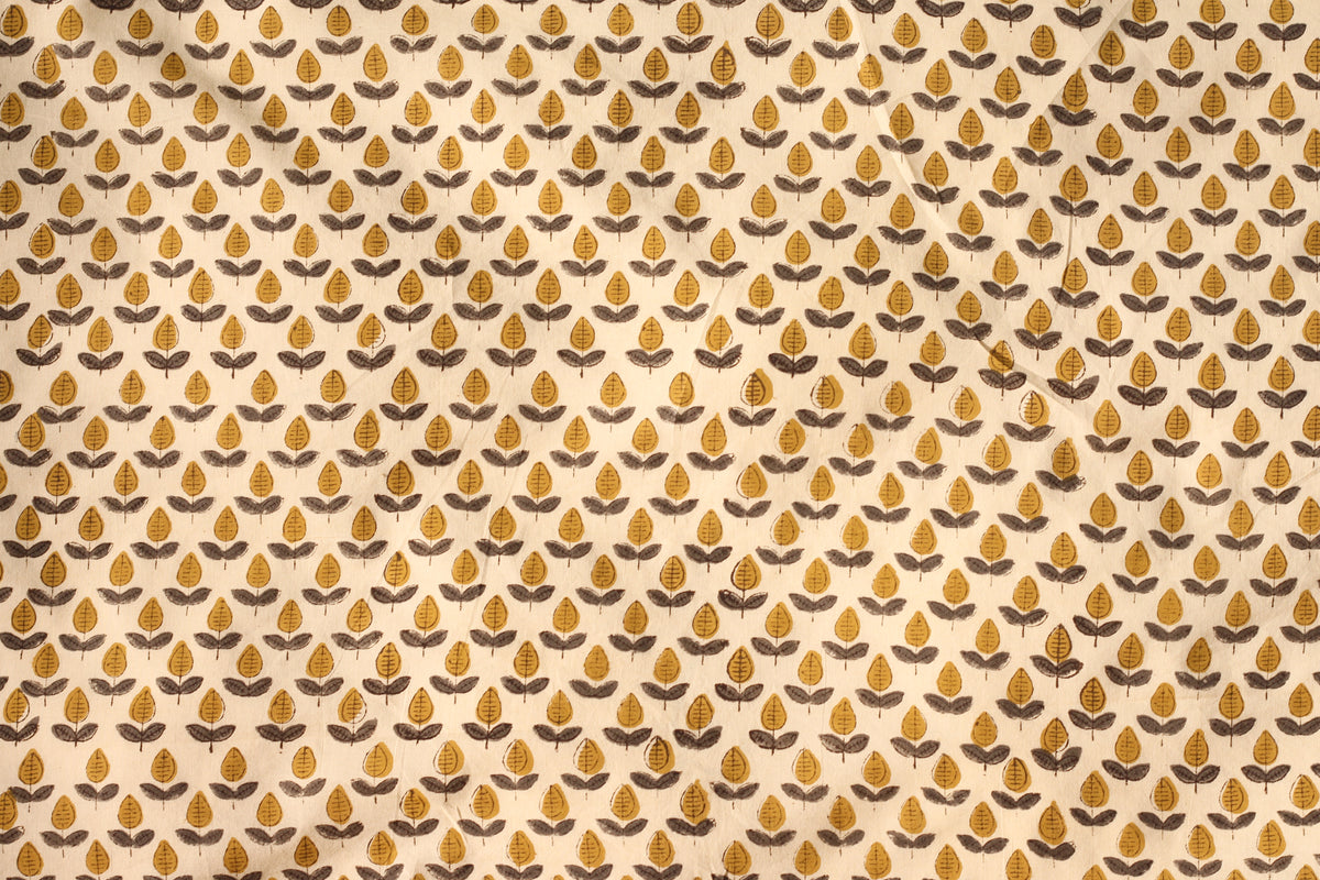 Fabric -Khakhi Flower Butti
