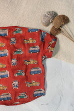 Bagru Maroon Retro Camper Van Shirt