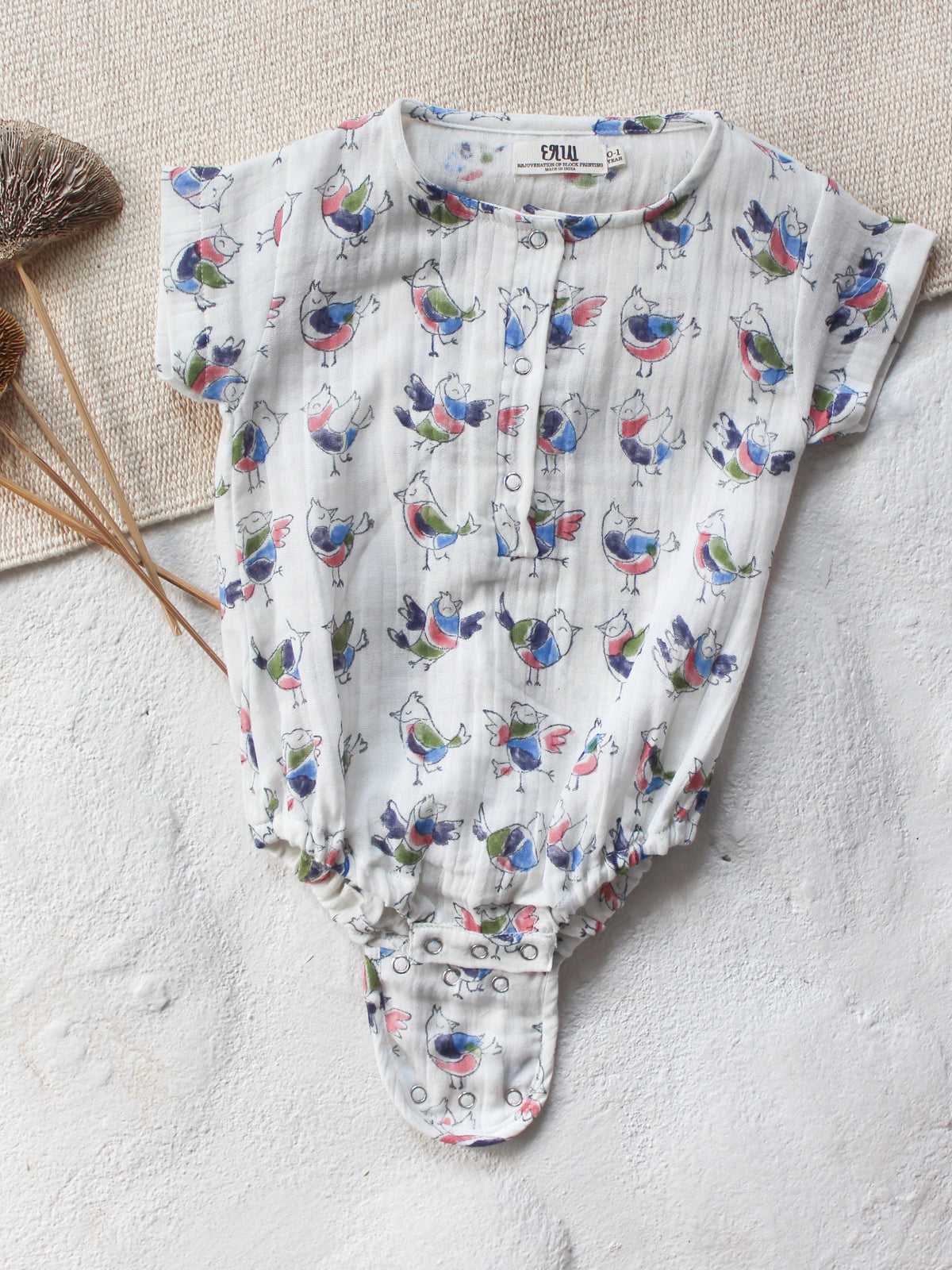 BABY MUSLIN BIRDS ROMPER