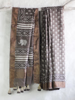 Dabu in Gray Jaal-Chanderi Saree