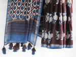 Indigo Maroon Gulaab Butta -Chanderi Saree