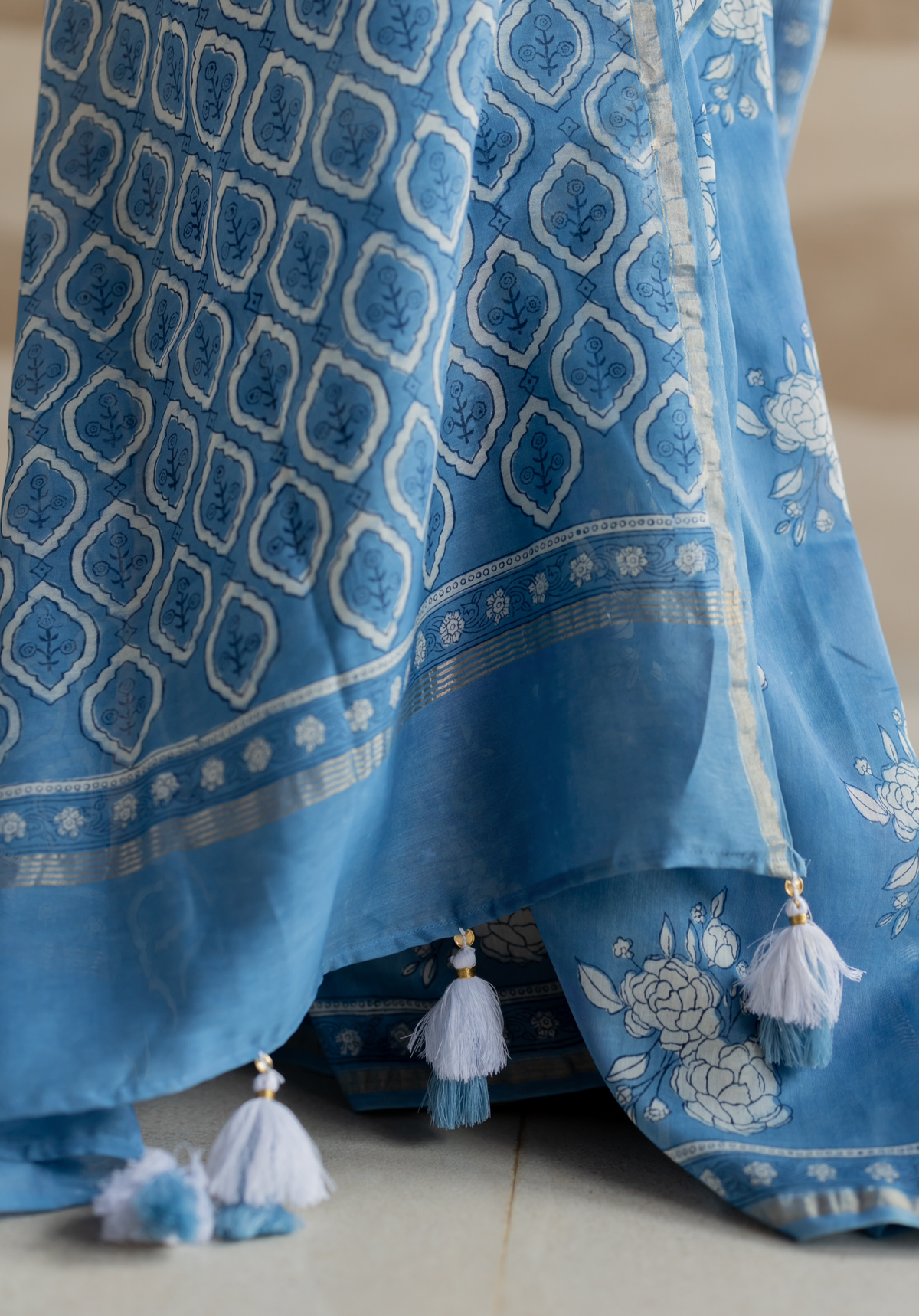NEEL GULAB - Chanderi Saree