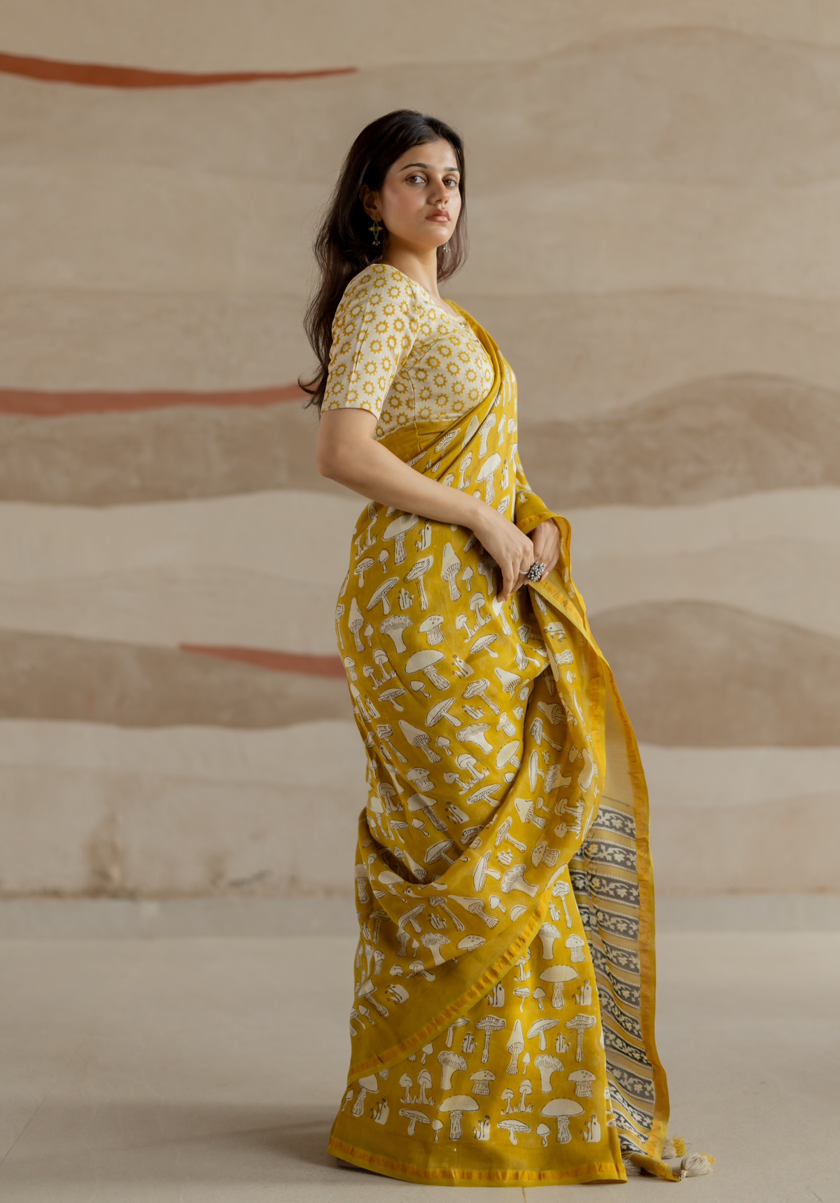 GOLDEN MUSHROOM - Chanderi Saree