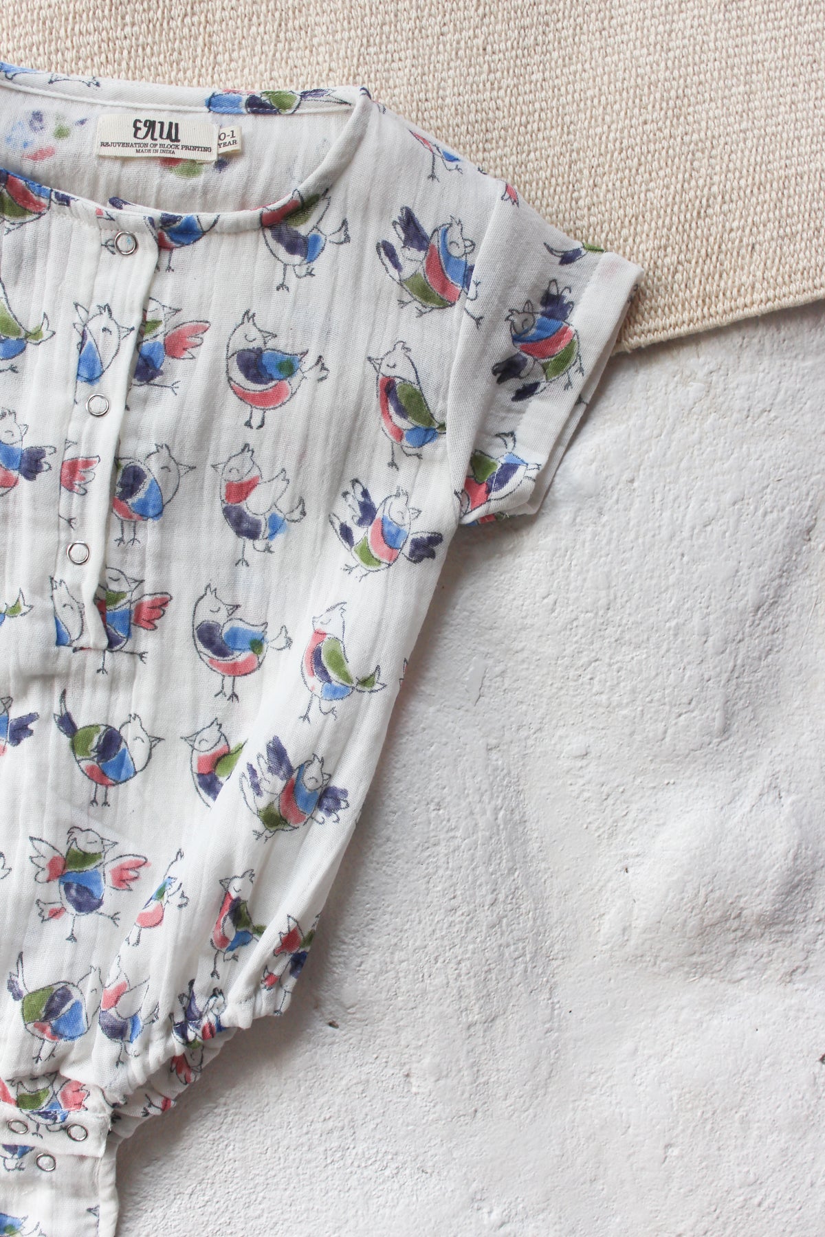 BABY MUSLIN BIRDS ROMPER