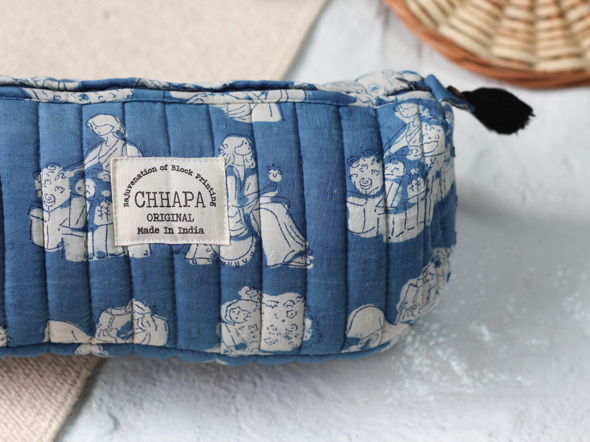 INDIGO SAREE GIRL POUCH