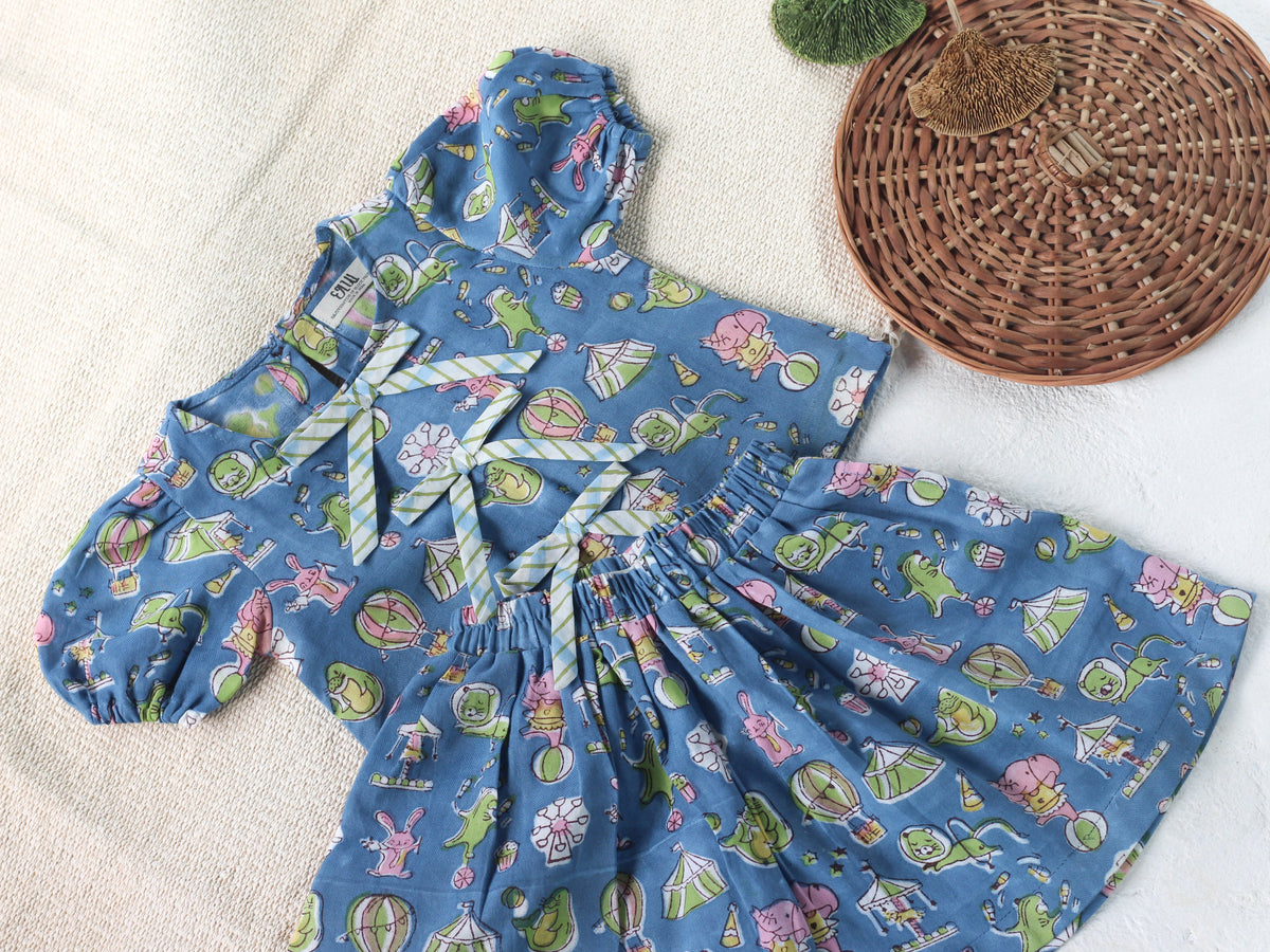 Blue Circus Top & Skort Set