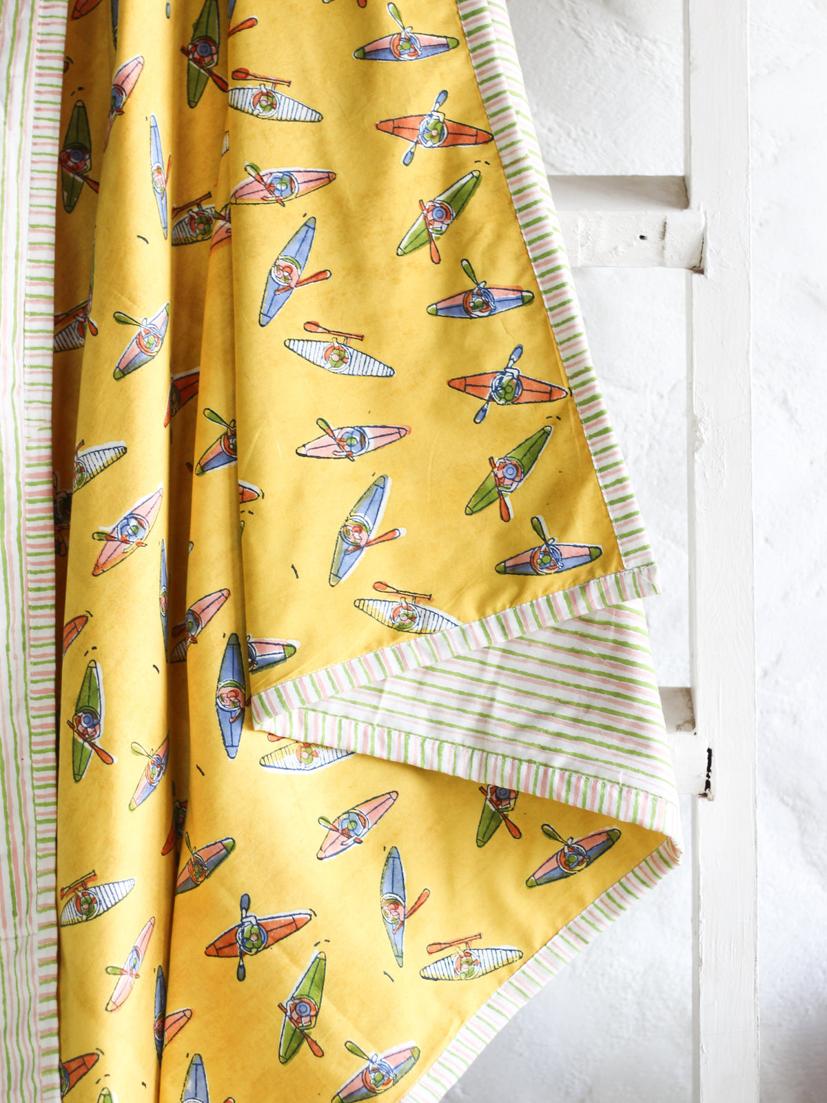 Kids Quilts - Yellow kayaking Doodles