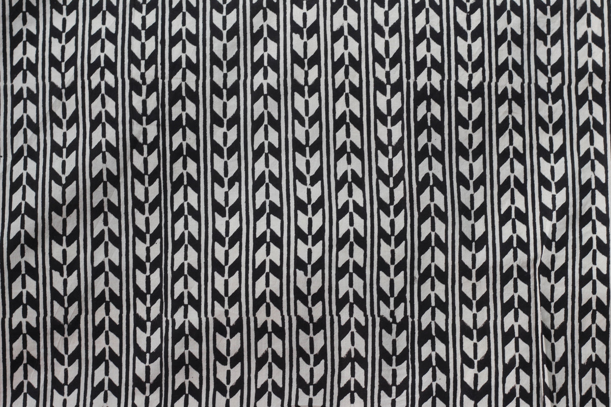 Fabric -Bagru Black New Chevron