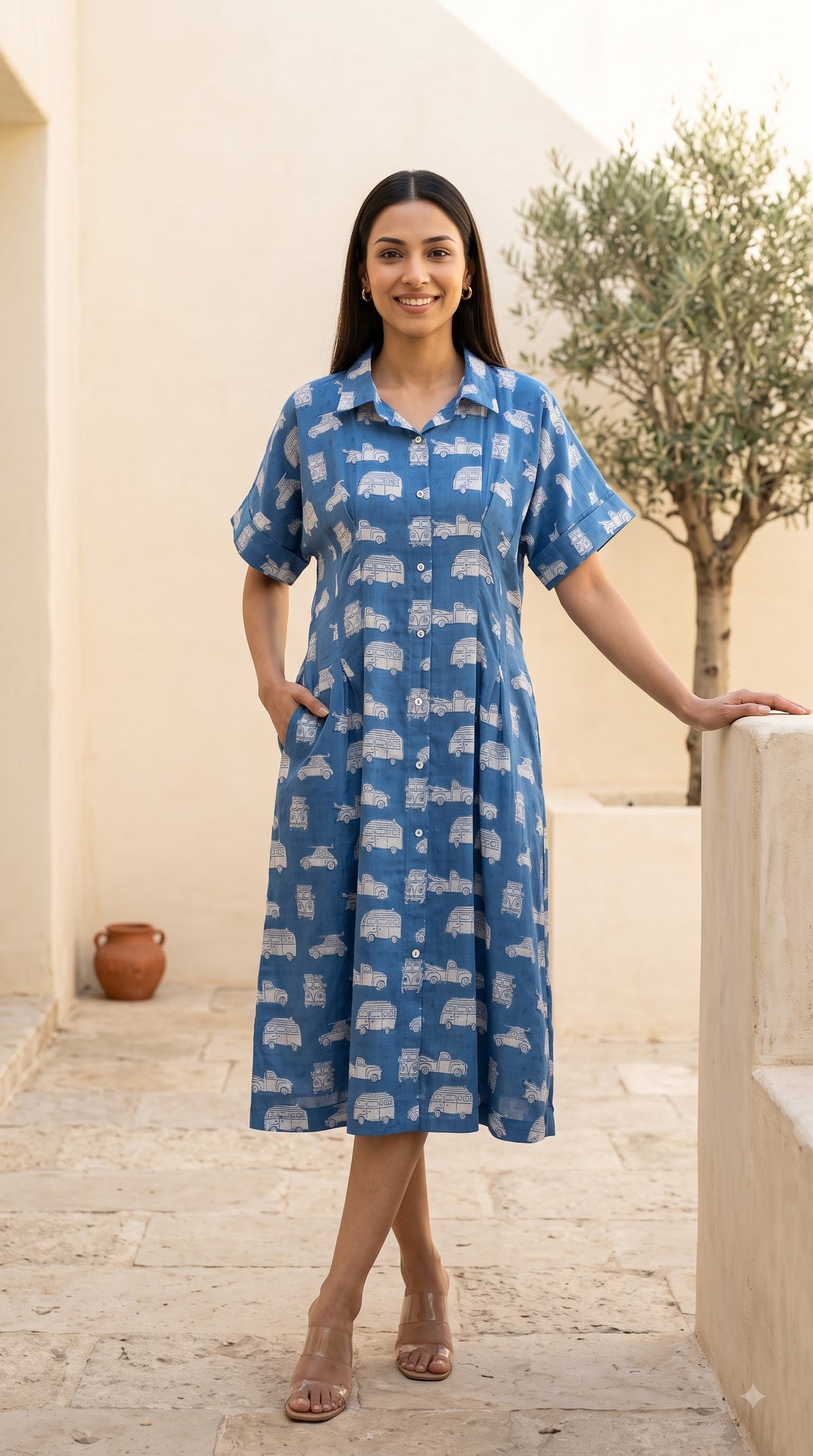 Royal Blue Collar Dress