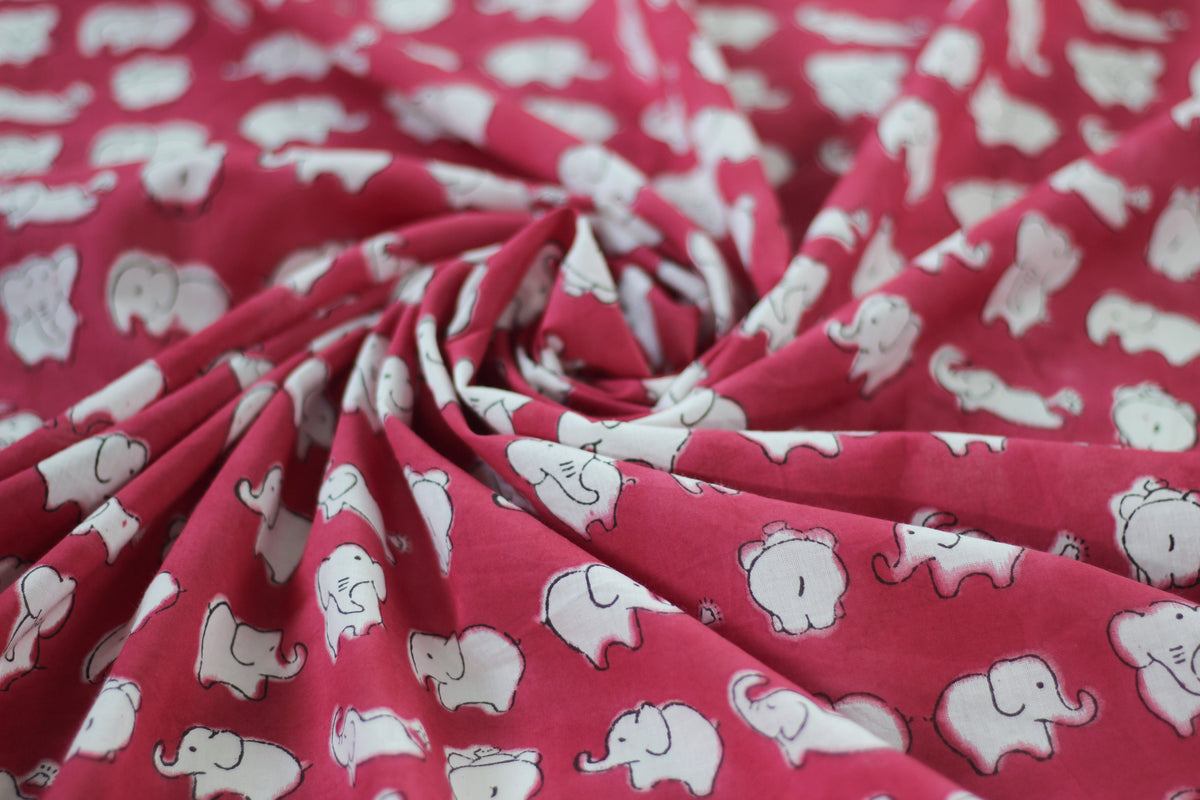 Fabric - Elephants in Pink
