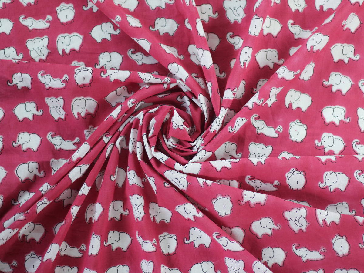 Fabric - Elephants in Pink