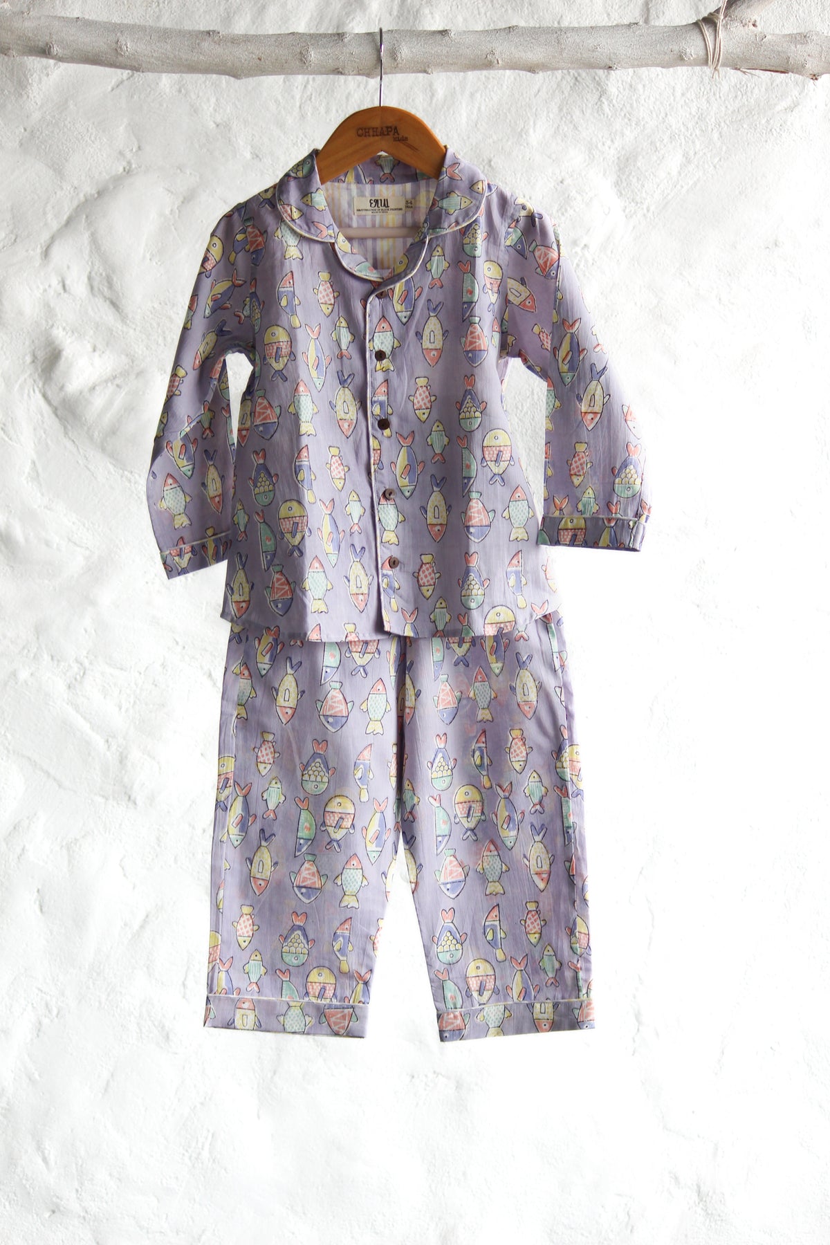 Unisex Kids Pajama -Fish in Purple