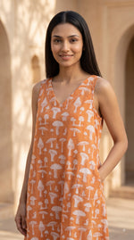 Coral Orange Mushroom Dress