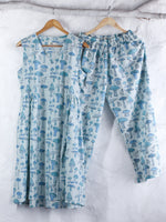 Skyblue Chevron with Mushroom Kurta set