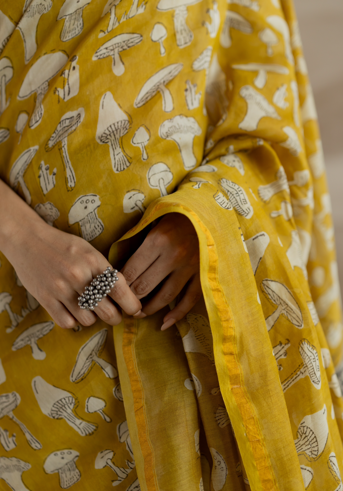 GOLDEN MUSHROOM - Chanderi Saree