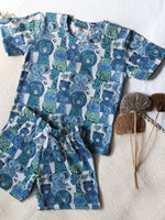 KIDS UNISEX T-SHIRT & SHORT SET JUNGLE SAFARI BLUE