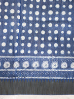 Dabu Indigo in Krishna jaal -Chanderi Saree