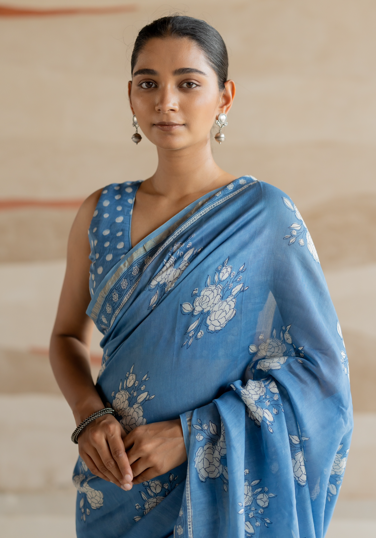 NEEL GULAB - Chanderi Saree