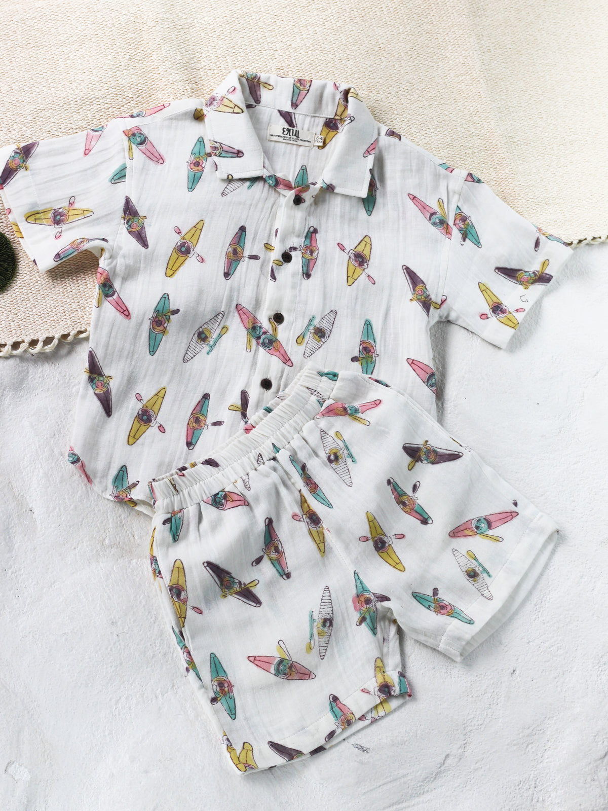 KIDS KAYAKING MUSLIN SHIRT & SHORT SET