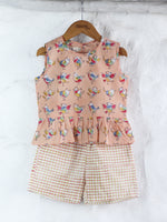 PEACH BIRDS TOP & SHORTS SET