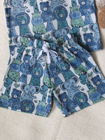 KIDS UNISEX T-SHIRT & SHORT SET JUNGLE SAFARI BLUE