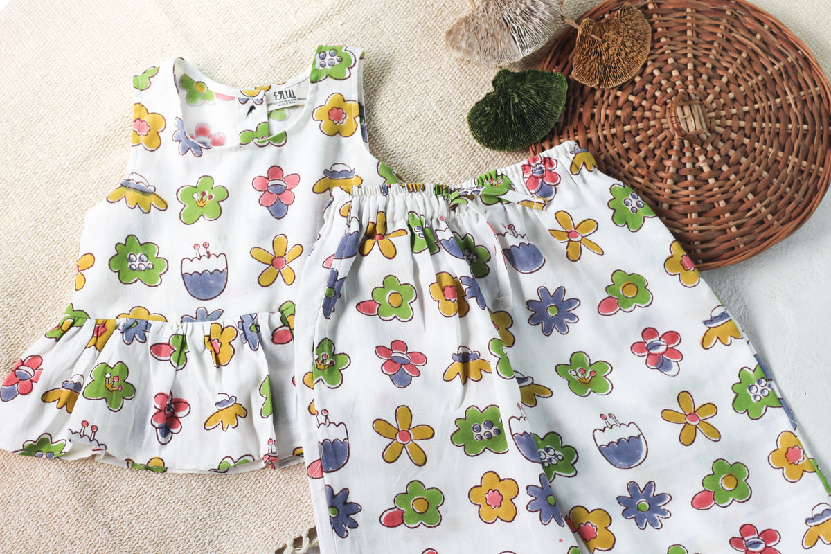 FLOWER TOP & PANT SET