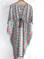 Kaftan- Elephants in Mint & Pink