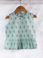 MINT FLOWER TOP & SHORTS SET