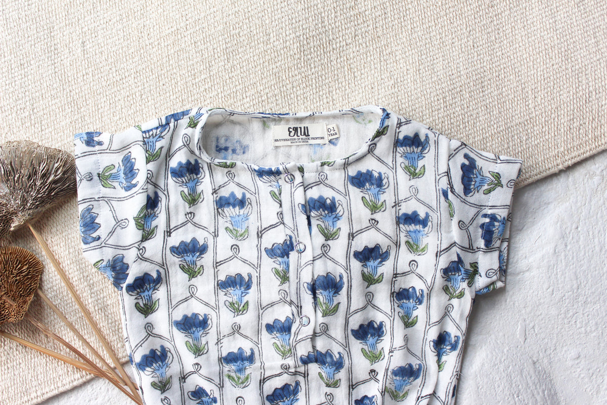 BABY MUSLIN FLOWER JAAL ROMPER