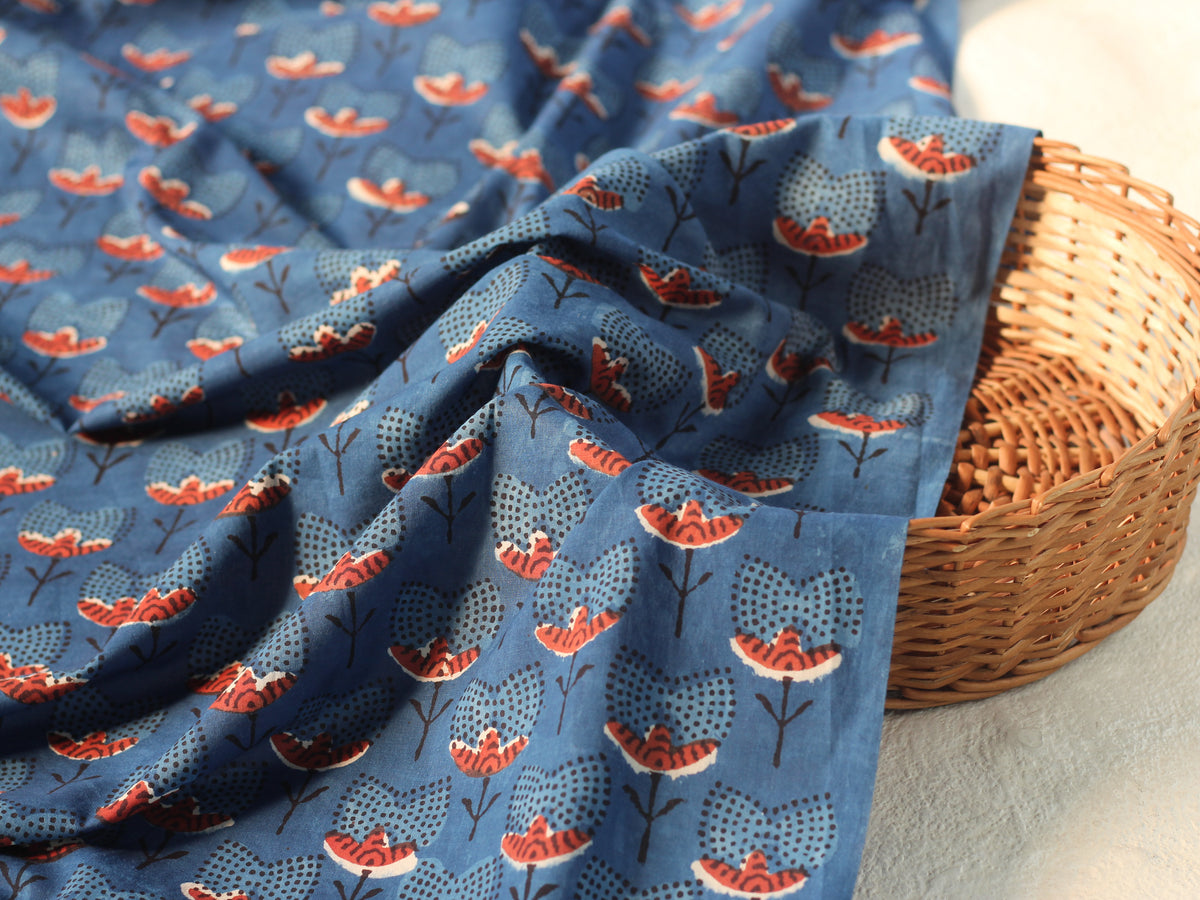 Fabric -Indigo Flowers