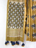 Gulaab Butta in Natural Yellow- Chanderi Saree