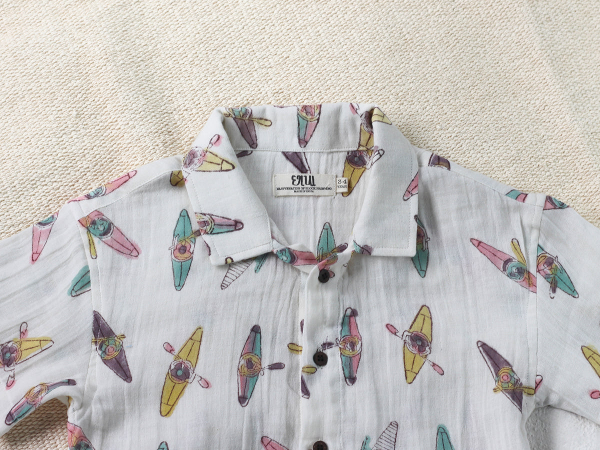 KIDS KAYAKING MUSLIN SHIRT & SHORT SET