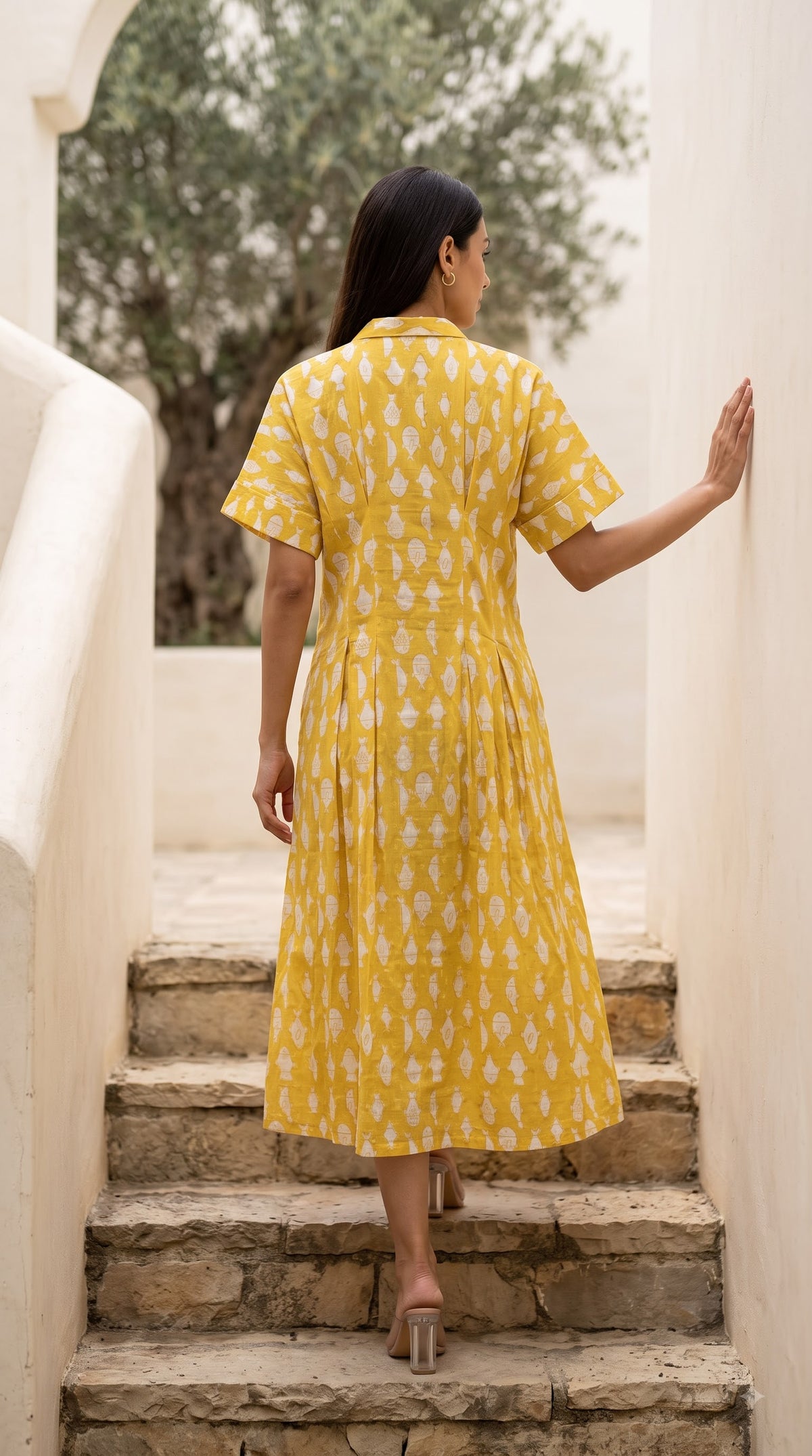 Golden Yellow Fish Collar Dress