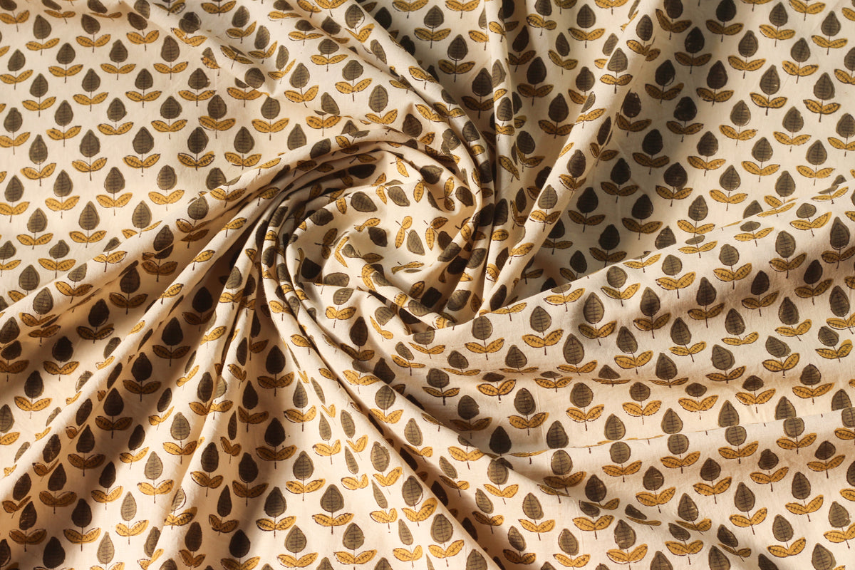 Fabric -Khakhi Flower Butti