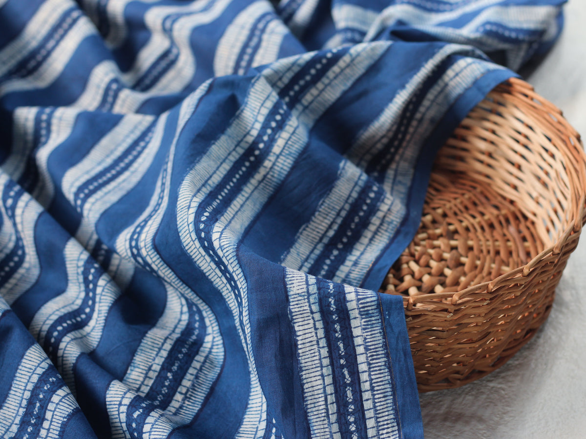 Fabric -Indigo Border Patta