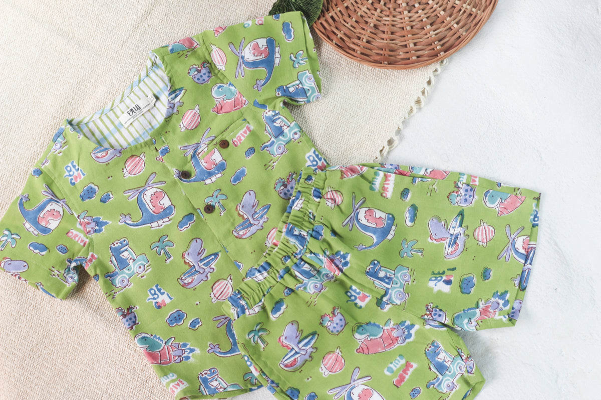 KIDS DINO IN SPACE SHIRT & SHORT SET