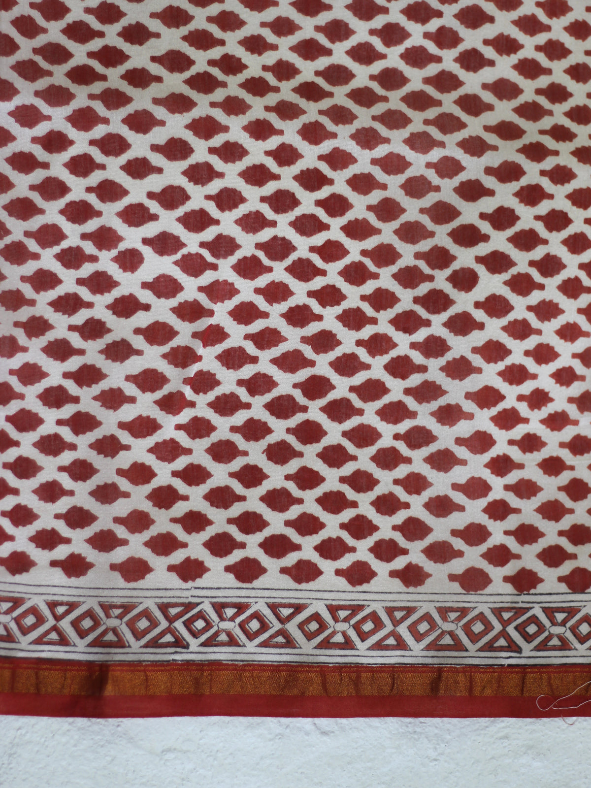 Ivory Maroon Elephant-Chanderi Saree