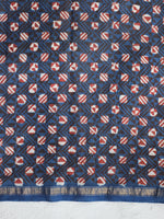 Indigo Maroon Gulaab Butta -Chanderi Saree